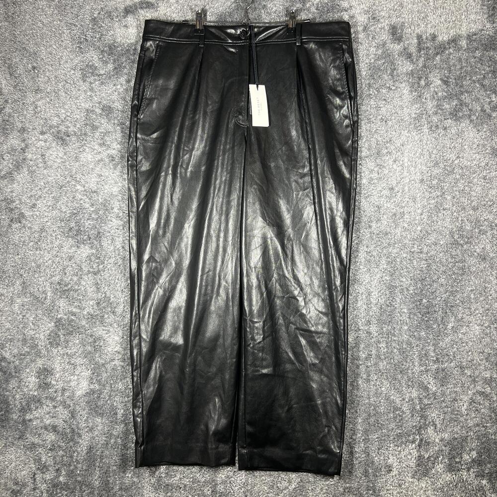 The Reset Pants Womens XL Black Slouchy Vegan Leather Trouser Pleated Lined